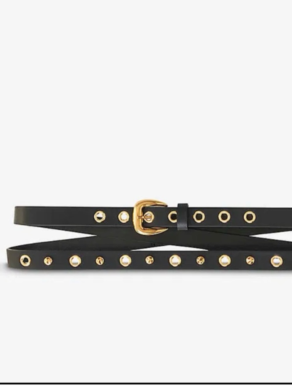 Maje Black Slim Belt with Gold Studs and Buckle